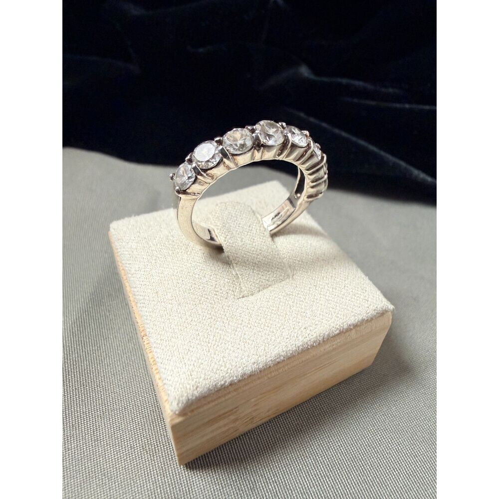 Vintage Sterling Silver 925 Multi Stone Anniversary Band size 8